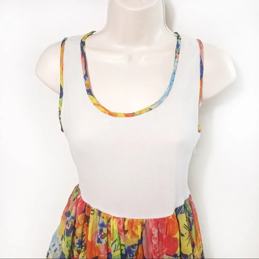 Blue Plate Floral Open Back Tank Dress Sz M - Picture 2 of 10